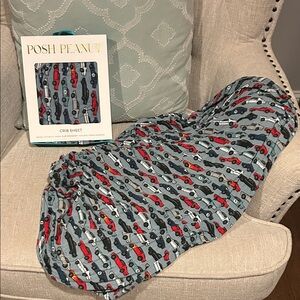 Posh Peanut Gray and Red Car Pattern Crib Sheet